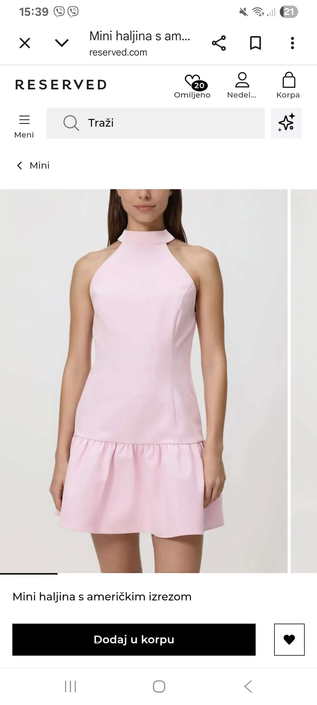Ormar.app | sajt za prodaju garderobe | Roze Reserved haljina sa etiketom, M velicina