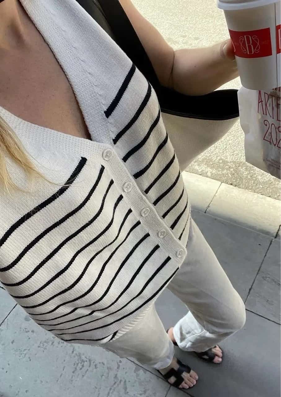 Ormar.app | sajt za prodaju garderobe | NOVO ZARA pleteni top na pruge XS