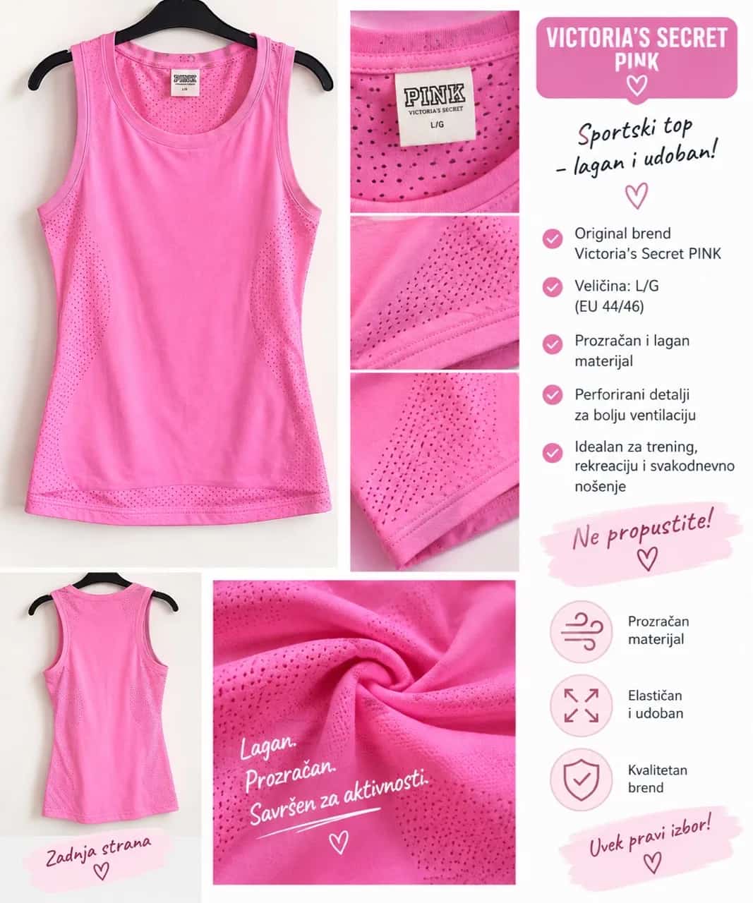 Ormar.app | sajt za prodaju garderobe | NOVO Victorias Secret sportski top